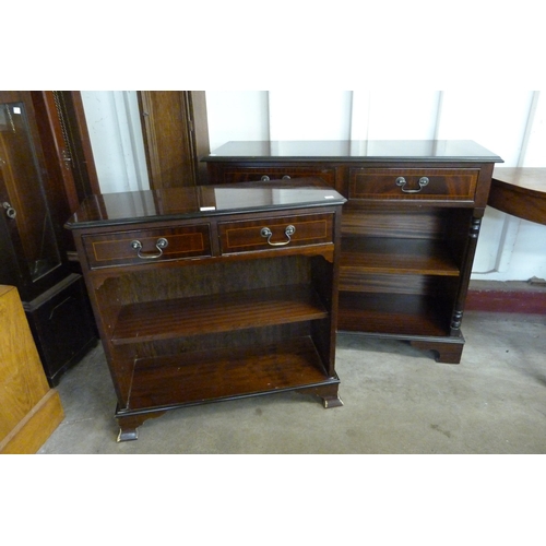 210 - Two inlaid mahogany open bookcases