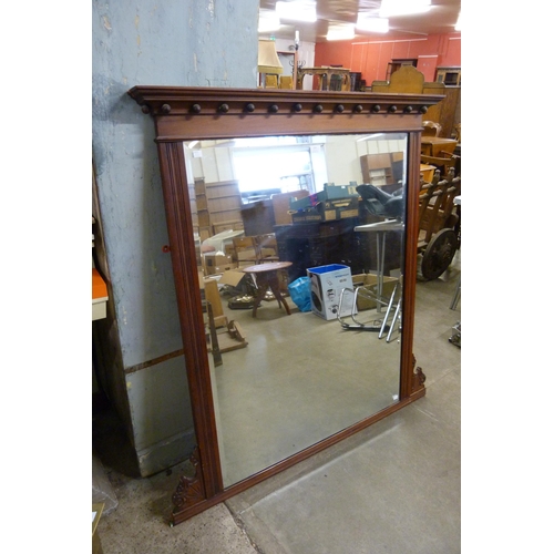 214 - An Edward VII carved mahogany overmantel mirror