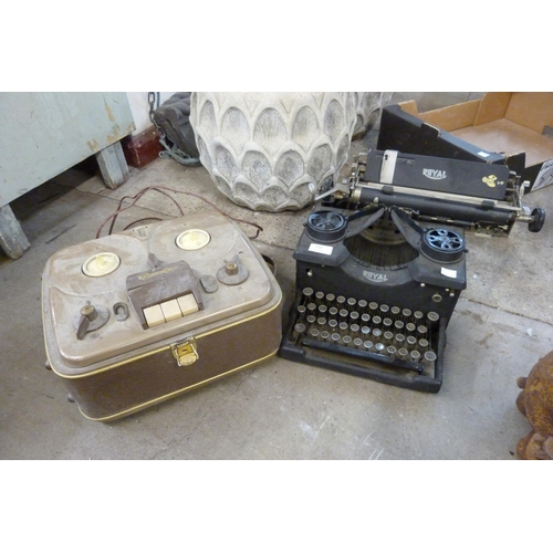 230 - A vintage Royal typewriter and a Grundig reel to reel