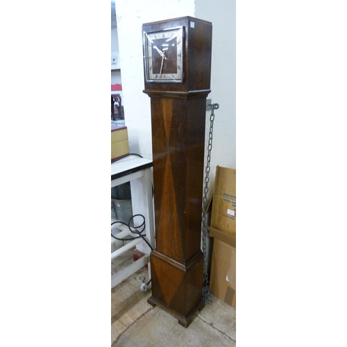 235 - An Art Deco oak dwarf longcase clock