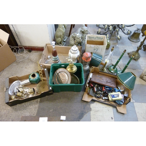 237 - Assorted brassware, table lamps, pewter ware, etc.