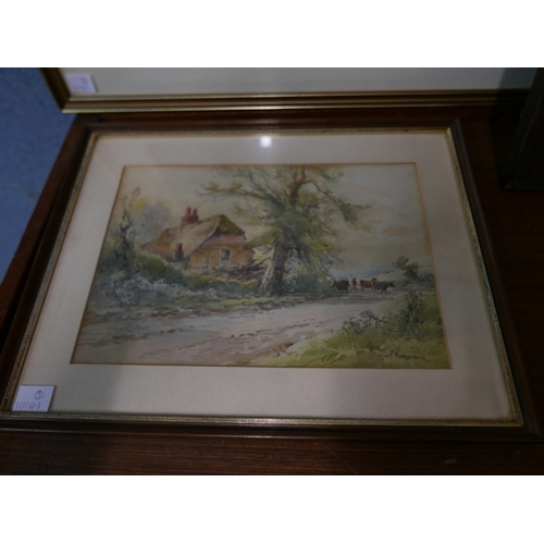 290 - T.H. Waumsley, rural landscape with thatched cottages, watercolour, dated 1944, F. Pearson rural lan... 