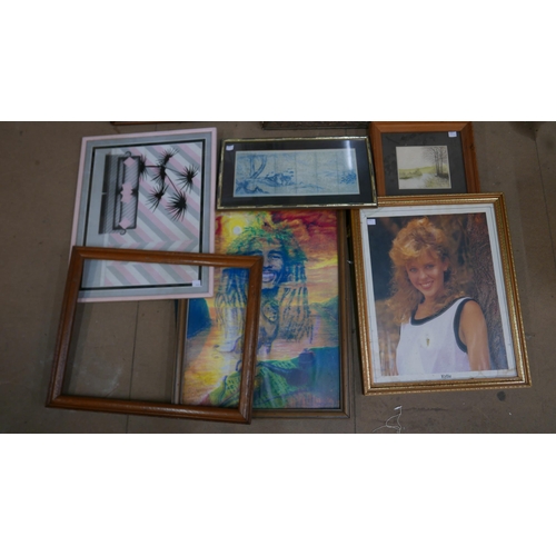 297 - Shirley Easton, Hermitage Water, mixed media, a portrait of an African lady, oil, Kylie Minogue prin... 