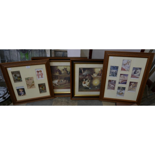 299 - Two framed collections of humorous prints and two others