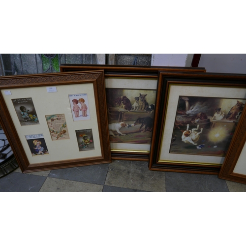 299 - Two framed collections of humorous prints and two others