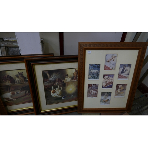 299 - Two framed collections of humorous prints and two others