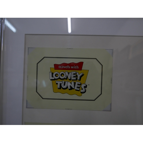 302 - An internal print proof from Warner Bros., Lunchbox Sample, hand drawn and coloured, framed