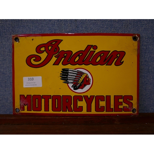 310 - An enamelled Indian Motorcycles advertising sign