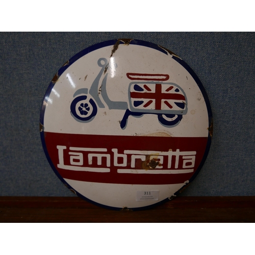 311 - An enamelled Lambretta advertising sign