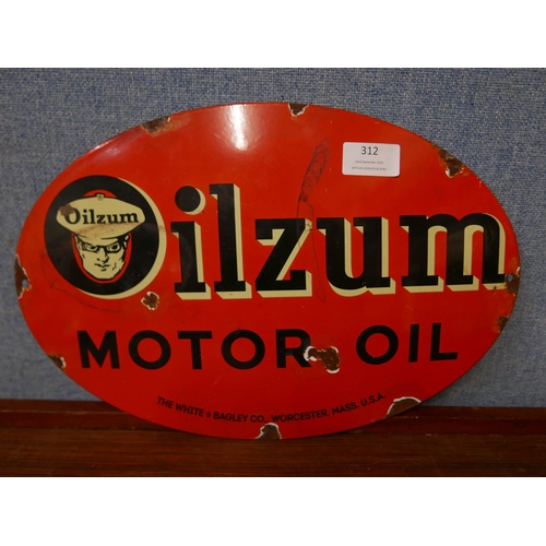 312 - An enamelled Oilzum Motor Oil advertising sign