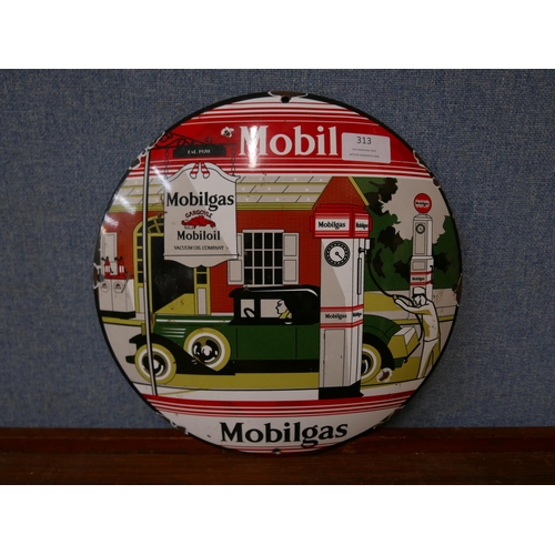 313 - An enamelled Mobilgas advertising sign