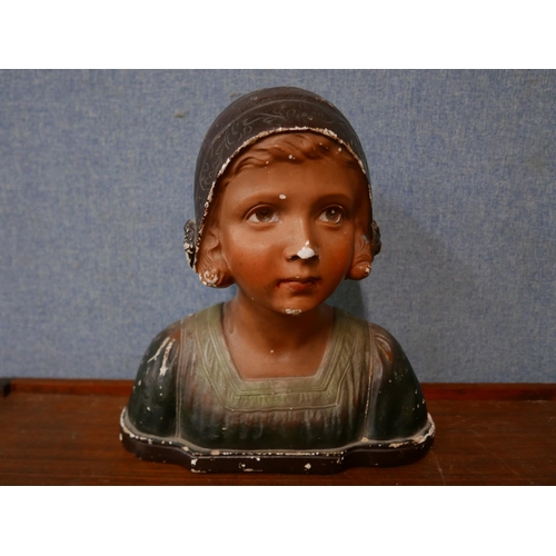 323 - An Art Deco 'Milking Maid' plaster bust