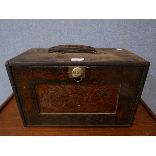 329 - An oak engineer's table top tool chest