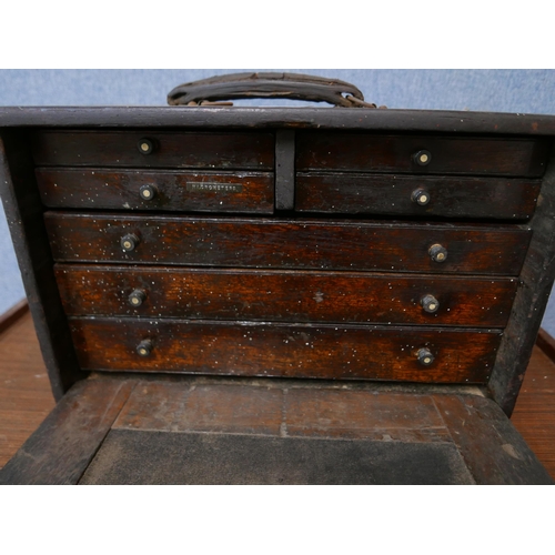 329 - An oak engineer's table top tool chest