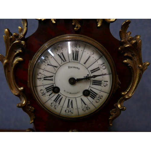 361 - An early 20th Century French faux tortoiseshell and gilt metal mounted mantel clock