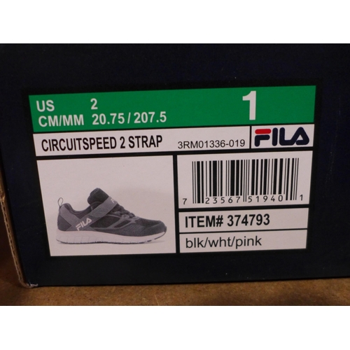 3010 - Children's black velcro Fila trainers - UK size 1 * this lot is subject to VAT