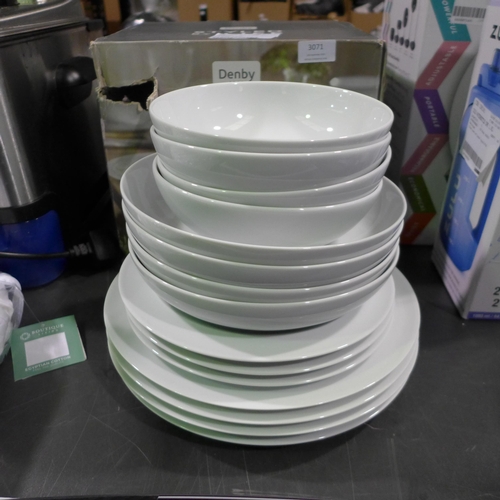 3071 - Denby White Porcelain Dinnerware  (302-454)  * This lot is subject to vat