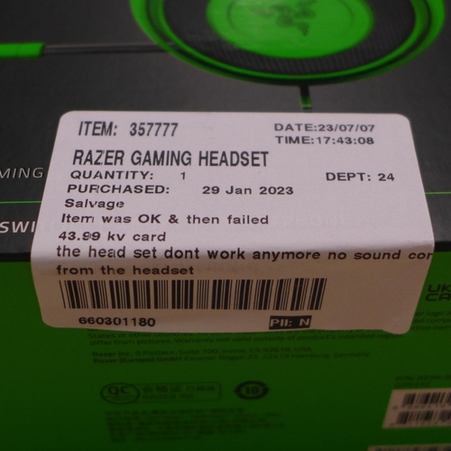 3092 - Razer Kraken Green Gaming Headset           (303-120) * This lot is subject to VAT