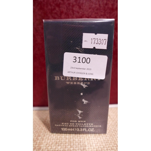 3100 - Burberry Weekend 100ml EDT for Men (303-301) * This lot is subject to VAT