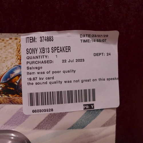 3143 - Sony XB13 Speaker - model no:- SRSXB13B.CE7 (303-316) * This lot is subject to VAT