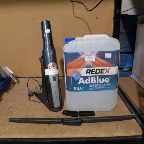 3166 - Hoover Handheld Vacuum, Redex Adblue 10L & a wiperblade (302-466,471)  * This lot is subject to vat