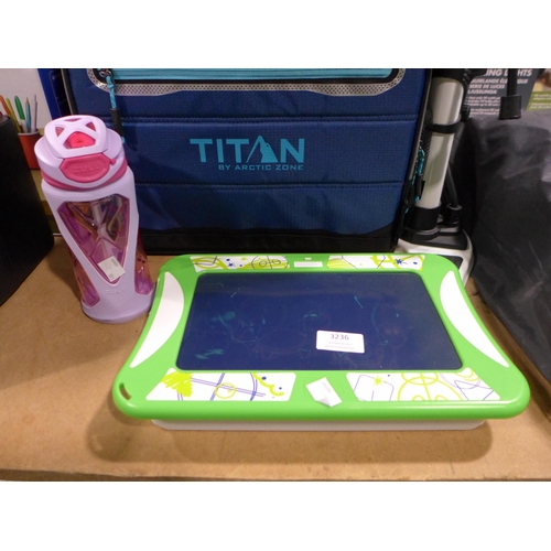 3236 - One23 Floor Pump, Boogieboard Sketch Studio, Titan 40 Can Cooler and a Zulu Water Bottle (303-315,34... 