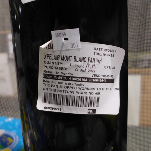 3284 - Xpelair Mont Blanc Black Fan - No Remote (303-83) * This lot is subject to VAT