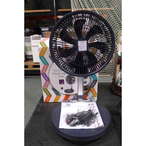 3292 - NSA Folding Stand Fan With Remote (303-415) * This lot is subject to VAT