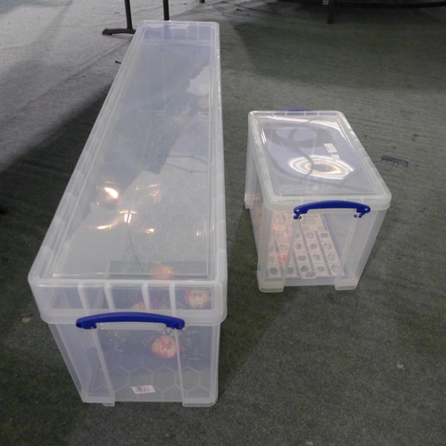 3319 - Two mixed size Really Useful Storage Boxes - 96l total - damaged