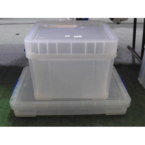 3320 - Two mixed size Really Useful Storage Boxes - 55l total - damaged