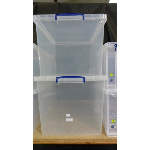 3371 - Two 83l plastic storage boxes