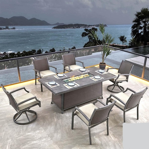 1538 - An Ove Bonavista 7 piece Fire Dining Set, original RRP £1666.66 + VAT - boxed (4183-20) *This lot is... 