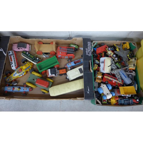 739 - Two boxes of model vehicles including Matchbox and wooden