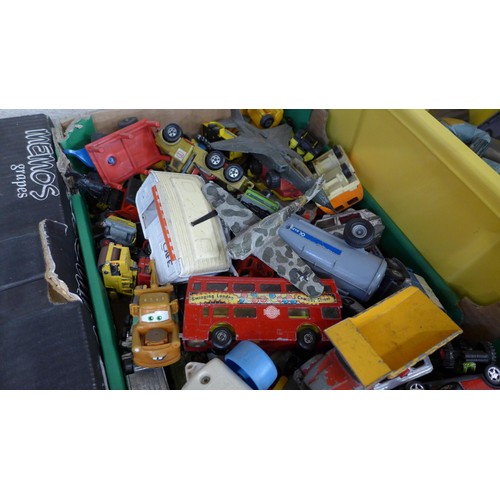 739 - Two boxes of model vehicles including Matchbox and wooden