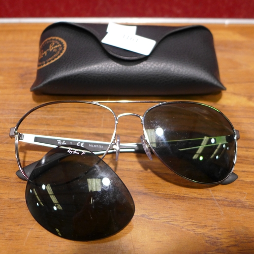 3999 - Rayban Polarized Gunmetal Metal Sunglasses - Damaged, original RRP £93.33 + VAT (303-50) * This lot ... 