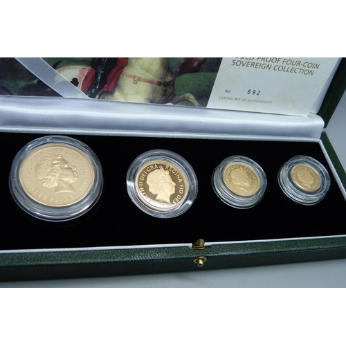 1011 - The Royal Mint 2007 UK gold proof four-coin sovereign collection, no. 692