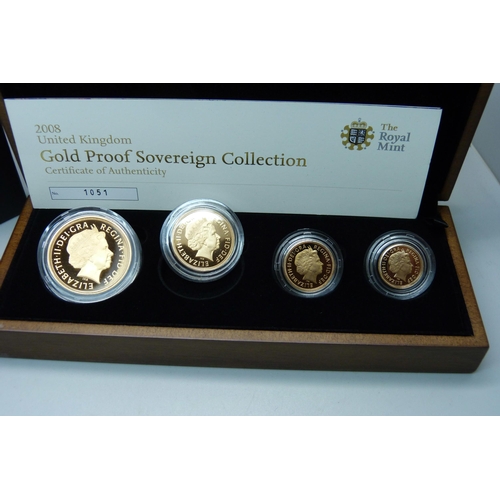 1012 - The Royal Mint 2008 UK gold proof sovereign collection, no. 1051