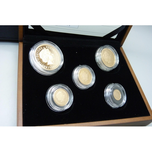 1013 - The Royal Mint 2009 UK gold proof five-coin collection, no. 1443