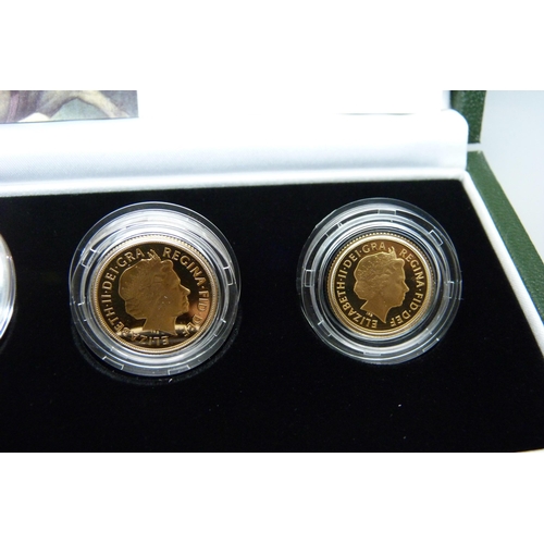 1014 - The Royal Mint 2007 UK gold proof four-coin sovereign collection, no. 968