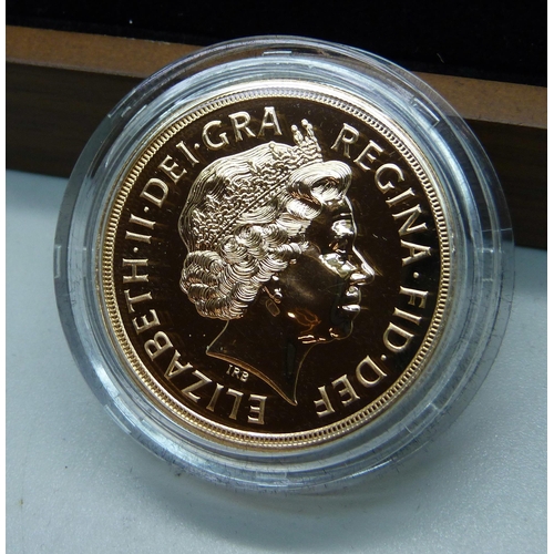 1017 - The Royal Mint 2009 UK £5 gold brilliant uncirculated sovereign, no. 0688