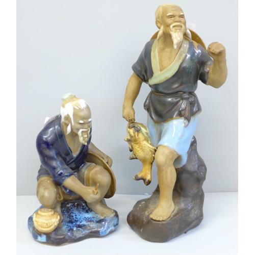 616 - Two oriental fishermen figures