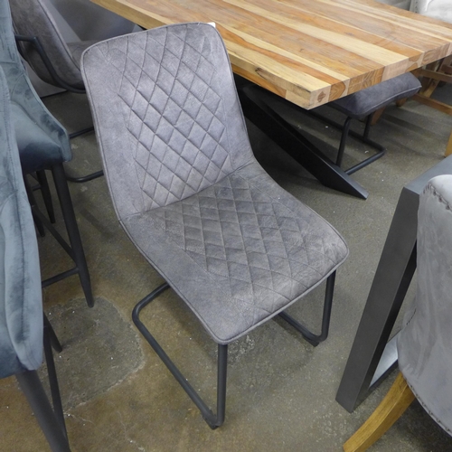 1383 - A Hoxton 175cm dining table with two grey velvet chairs and a bench * this lot is subject to VAT