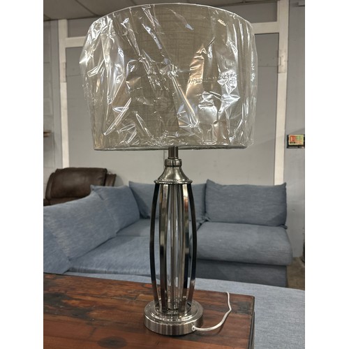 1524 - A glass and metal table lamp with grey shade