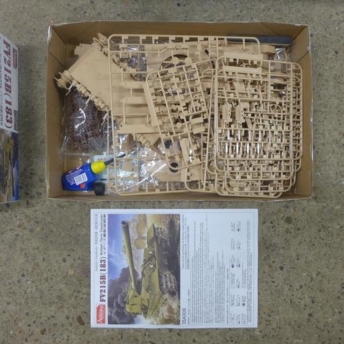 2360 - A model building kit for a British Tank Destroyer (FV215B) and a box of Lego