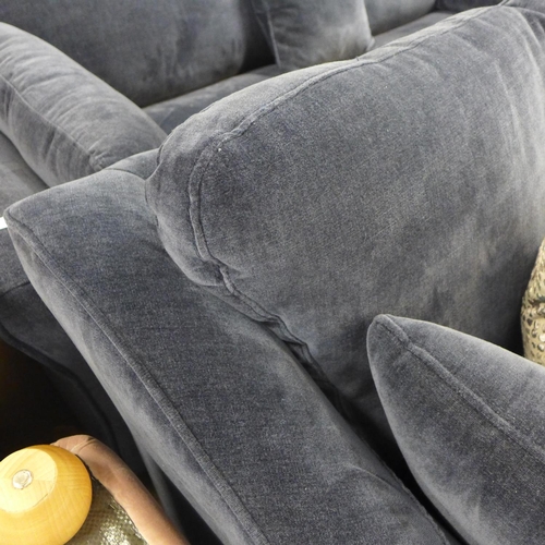 1302 - A Barker and Stonehouse deep blue velvet love seat