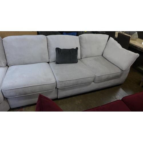 1326 - A Barker and Stonehouse aluminium velvet upholstered curved corner sofa RRP £4365