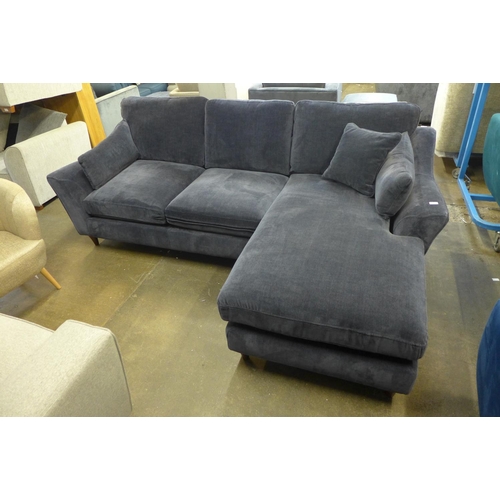 1533 - A Barker and Stonehouse deep ocean blue velvet upholstered RHF corner sofa/chaise