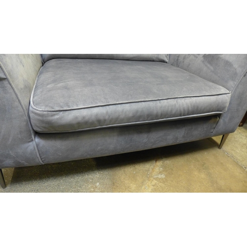 1347 - A pewter velvet upholstered love seat