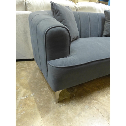 1352 - A Donetti slate velvet upholstered shell back two seater sofa