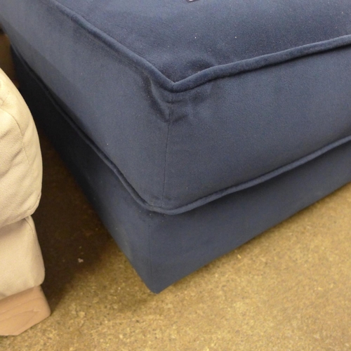 1361 - A Barker and Stonehouse deep blue velvet upholstered cushion top footstool